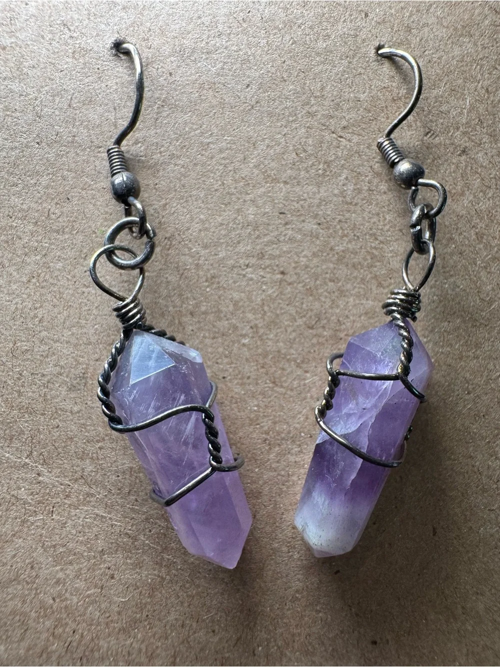 EARTHBOUND Purple Amethyst Wrapped Crystal Drop Earrings